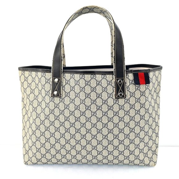 Gucci Handbags - Auth Gucci Tote Bag Sherry Line Navy #49991G35B